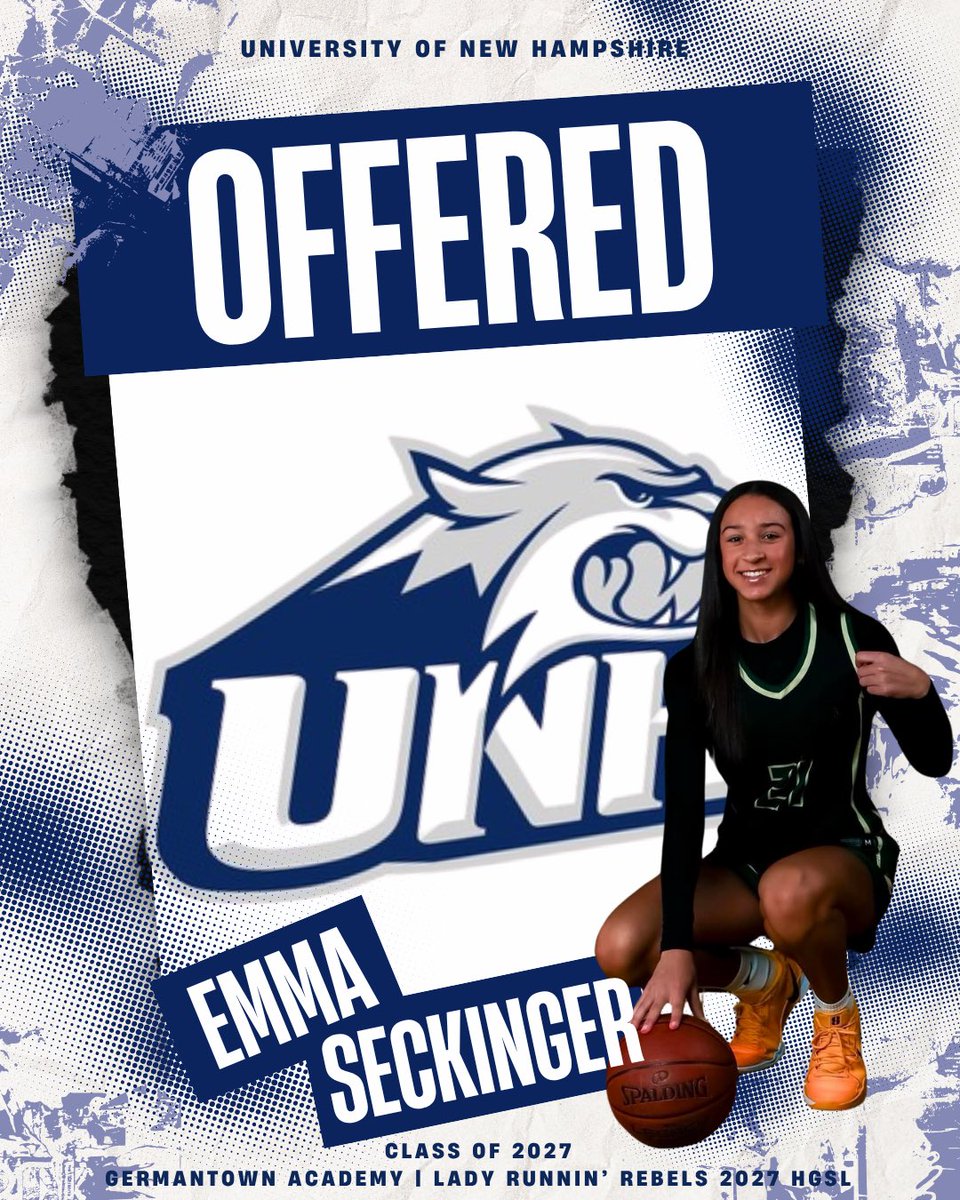 After a great conversation with <a href="/Coachshoniker/">megan shoniker</a> I am excited to have received an offer from <a href="/UNHWBB/">New Hampshire Women's Basketball</a>. Thank you to the coaching staff for this opportunity! <a href="/gagirlsbball/">Germantown Academy Girls Basketball</a> <a href="/LadyRunnin/">Lady Runnin Rebels</a>