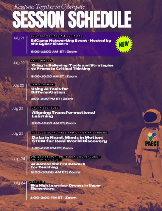 🚨Attention <a href="/PAECT/">PAECT</a> premium members🚨

Additional day added to KTI-C! Come join us for an EdCamp Networking Event! Register for Keystones Together in Cyberspace today 🚀. Register: bit.ly/KTIC25