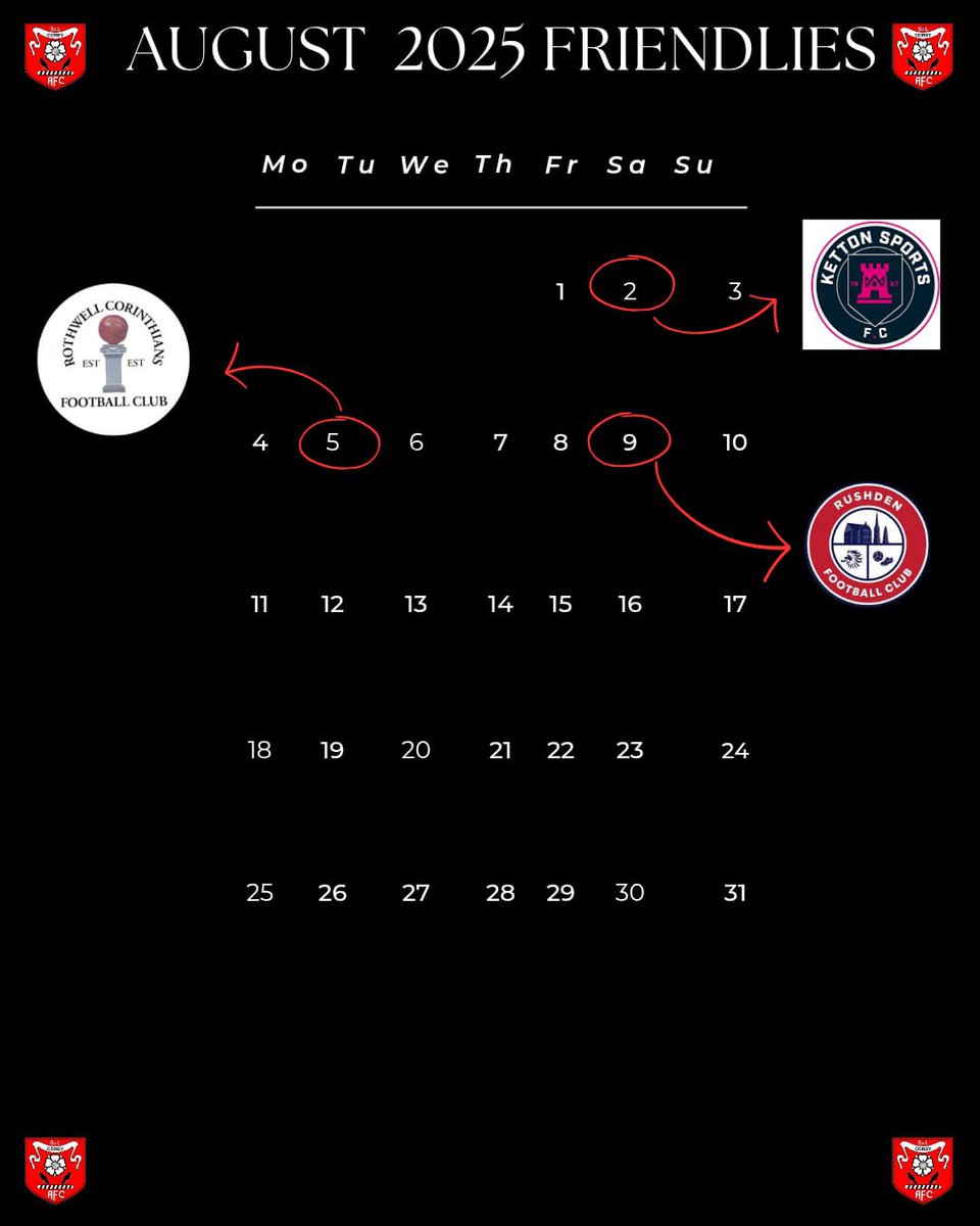 First team friendlies for July &amp; August confirmed⏳✅

Pre season training starts Tuesday 6:30pm at S&amp;L, see you there!👊🏻⚽️