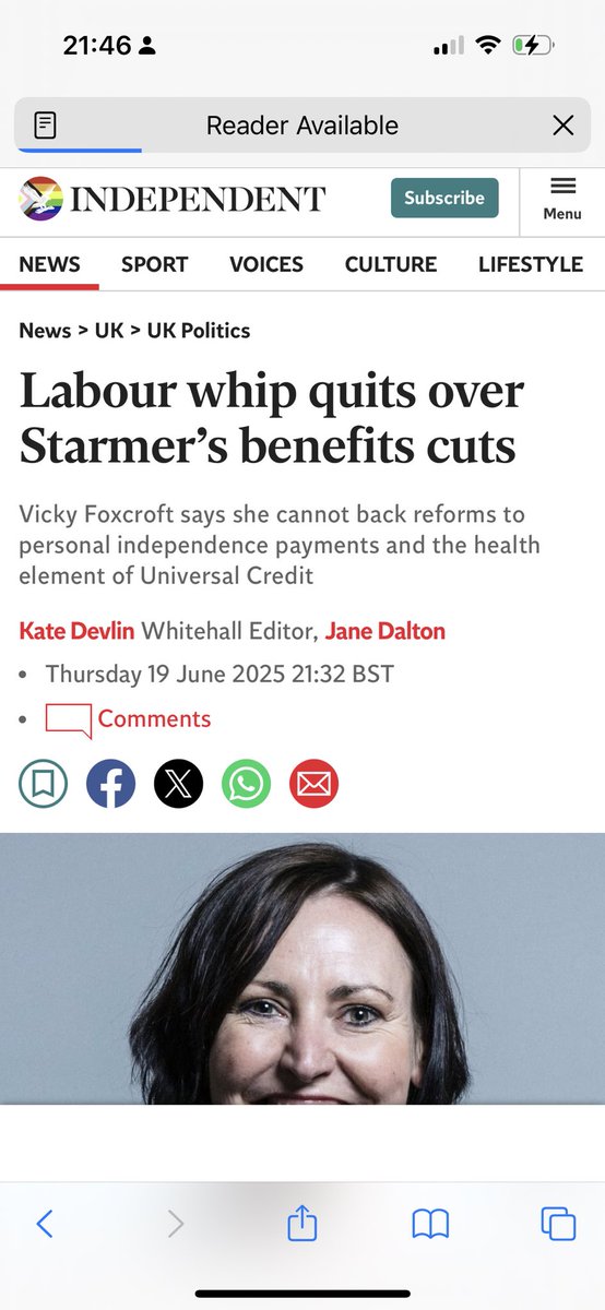Labour whip and former Shadow Disabilities Minister Vicky Foxcroft has resigned over Starmer’s £5bn benefits cuts.

Covered across The Times, The Independent, The Telegraph, Daily Mail, The Guardian.

This is big. More please.
#WelfareNotWarfare #TakingThePIP