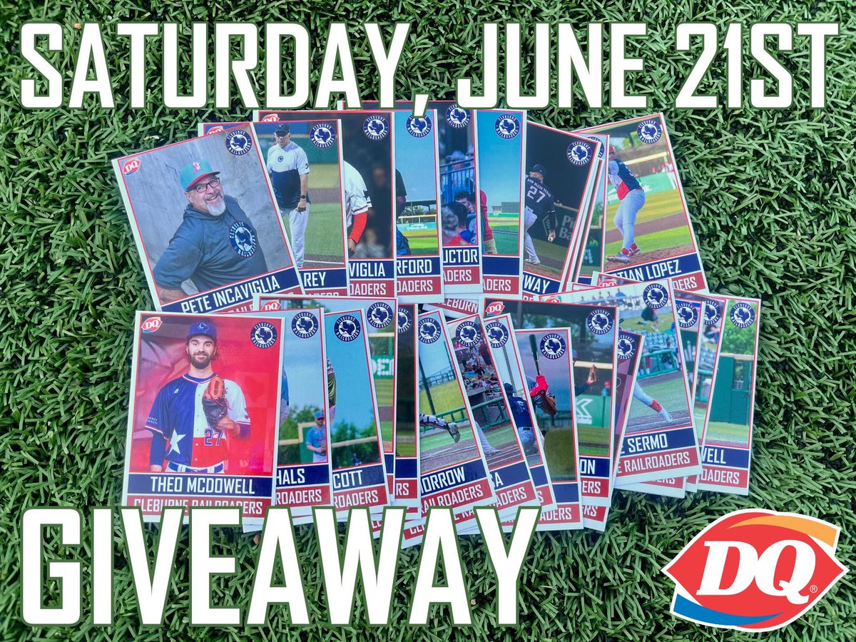 We're giving away 500 player card sets THIS Saturday!

Presented by Dairy Queen 

#AllAboard | #railroaderbaseball
