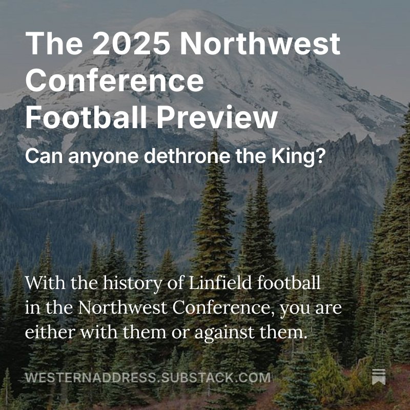 westernaddress's tweet image. While it has been 20 years since Linfield took the D3 crown, the Northwest Conference is still internally competitive and a lot of fun to follow.

But is it time for someone other than Linfield or Whitworth to make a push for the playoffs?
#D3fb #NWC #CFB
