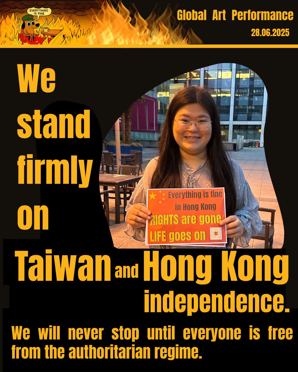 Thanks for the solidarity from Taiwan Democray!

//We stand firmly on Taiwan and Hong Kong Independence. We will never stop until everyone is free from the authoritarian regime.// 
  
#628ArtProtest #StandAgainstSilence  #GlobalSolidarity #EverythingIsFine #Celebrate71