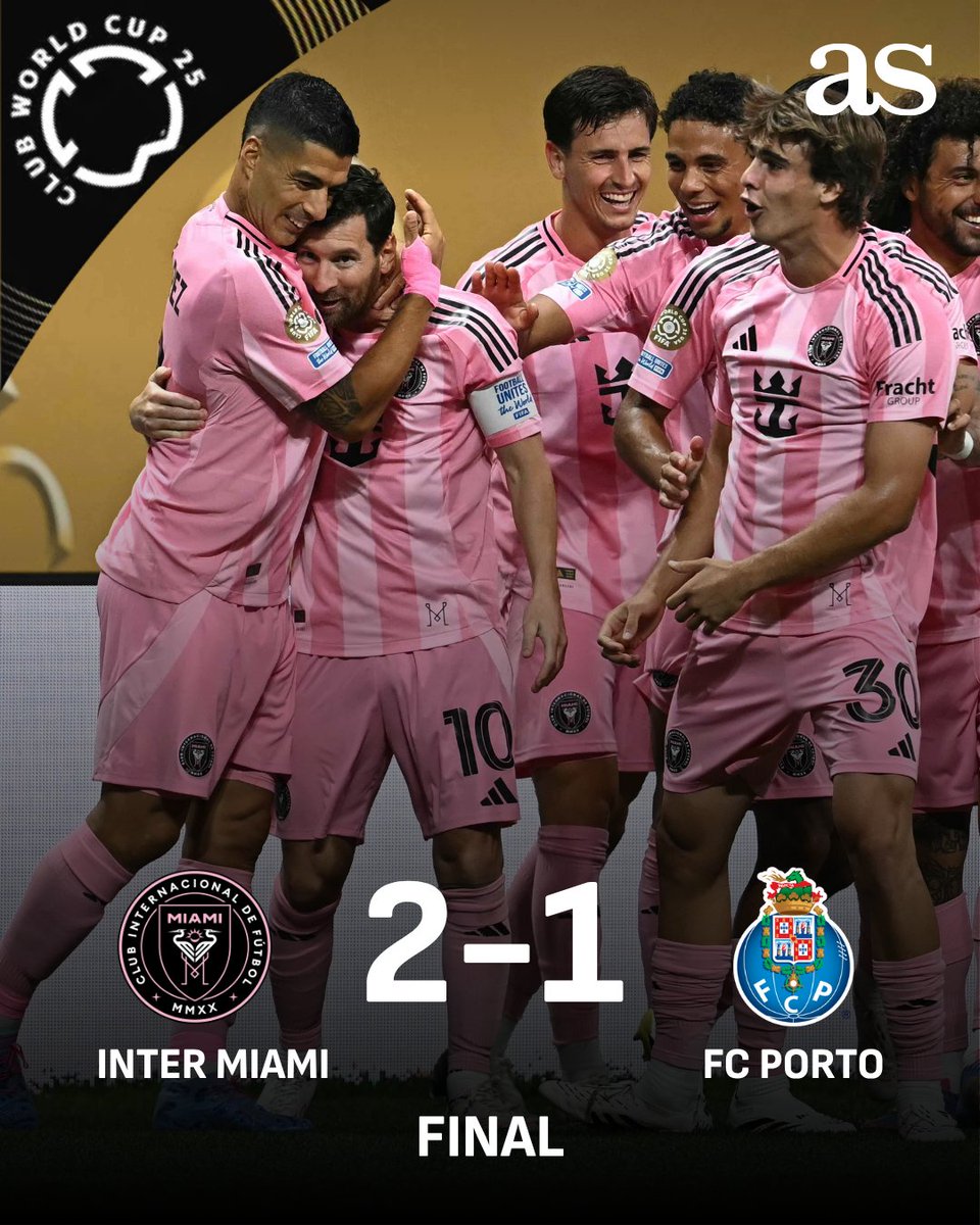 US_diarioas's tweet photo. ⏱️¡SE ACABÓ!⏱️
Inter Miami gana 2-1 al Porto y actualmente son sublíderes de su grupo por diferencia de goles después del triunfo de Palmeiras 2-0 ante Al Ahly⚽️🔥
#InterMiamiCF | #MundialDeClubesEnAS | #FIFACWC | #IMCFFCP https://t.co/TNjrPYmCDE