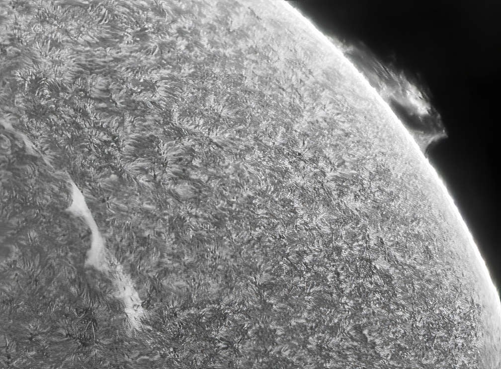 Inverted test image from a Daystar Quark that I double-stacked with a Lunt etalon. I need to do some fine tuning, but I'm impressed with the result! #Astrophotography