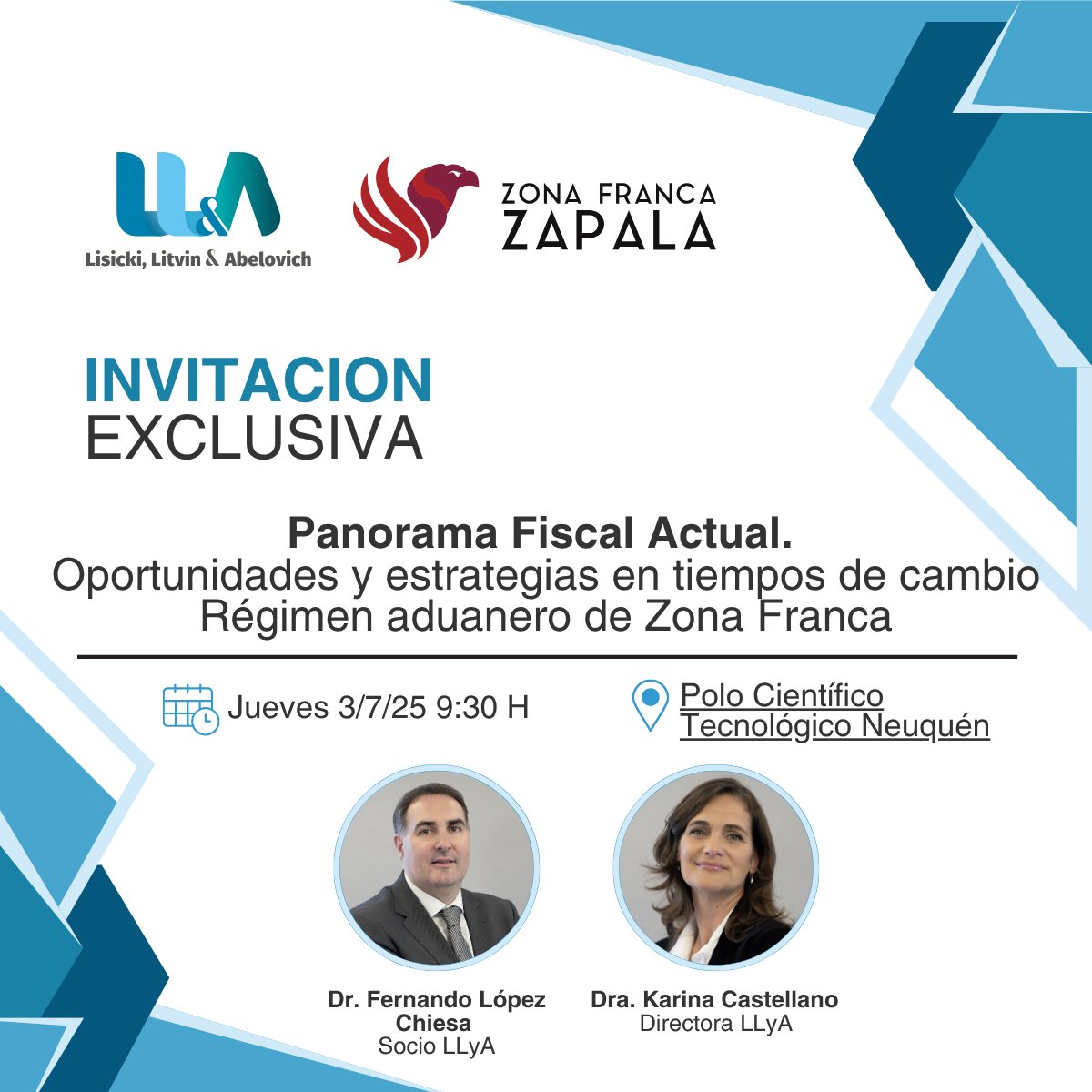 🌐 Neuquén | Panorama Fiscal Actual: Oportunidades y estrategias en tiempos de cambio. Régimen aduanero de Zona Franca

Los invitamos a participar de esta nueva jornada organizada por Lisicki, Litvin &amp; Abelovich junto a Zona Franca Zapala, en la que se abordarán temas fiscales de