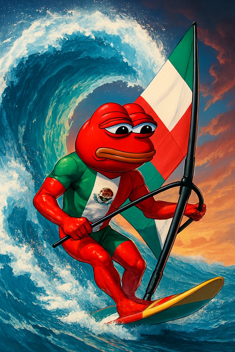 Goodness6695971's tweet photo. 🌊🏄♂️ $Pepei rides the waves of the Gulf of Mexico with a heart beating to the rhythm of mariachi! ❤️🇲🇽 The wind whispers "Viva México" as he dances on the ocean like a true campeón. ¡Vamos, raza! #Pepei is with you! 🔥🐸 #Pepei #VivaMexico #SurfTheGulf #btc #ETH #XRP https://t.co/iLasZaKHW1