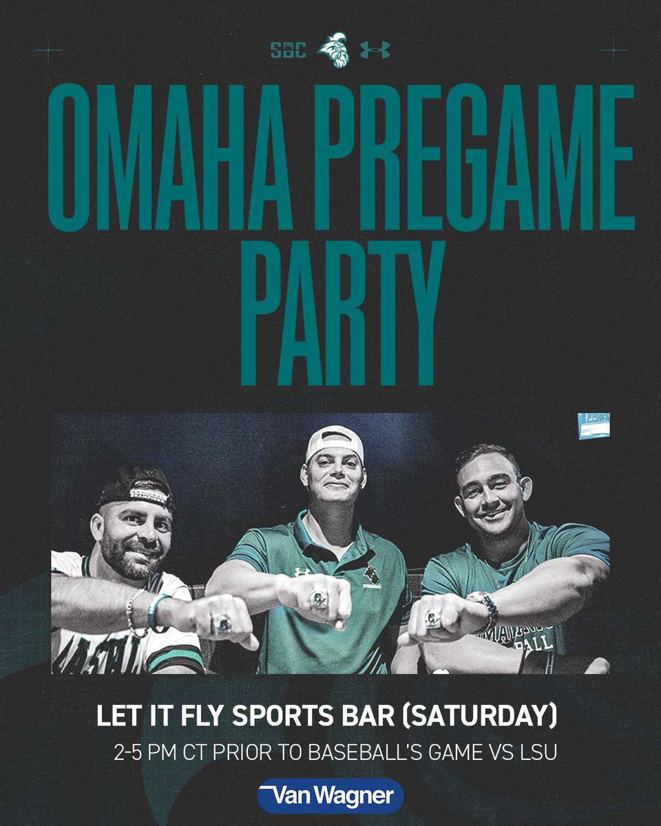 Coastal Carolina Athletics (@goccusports) on Twitter photo CCU Saturday in Omaha, Teal Nation
Register now ➡️ bit.ly/4jLh60g
<a href="/VanWagner/">Van Wagner</a> I <a href="/CCU_CAF/">CCU_CAF</a> I <a href="/CoastalAlumni/">Coastal Alumni</a> CCU Saturday in Omaha, Teal Nation
Register now ➡️ bit.ly/4jLh60g
<a href="/VanWagner/">Van Wagner</a> I <a href="/CCU_CAF/">CCU_CAF</a> I <a href="/CoastalAlumni/">Coastal Alumni</a>
