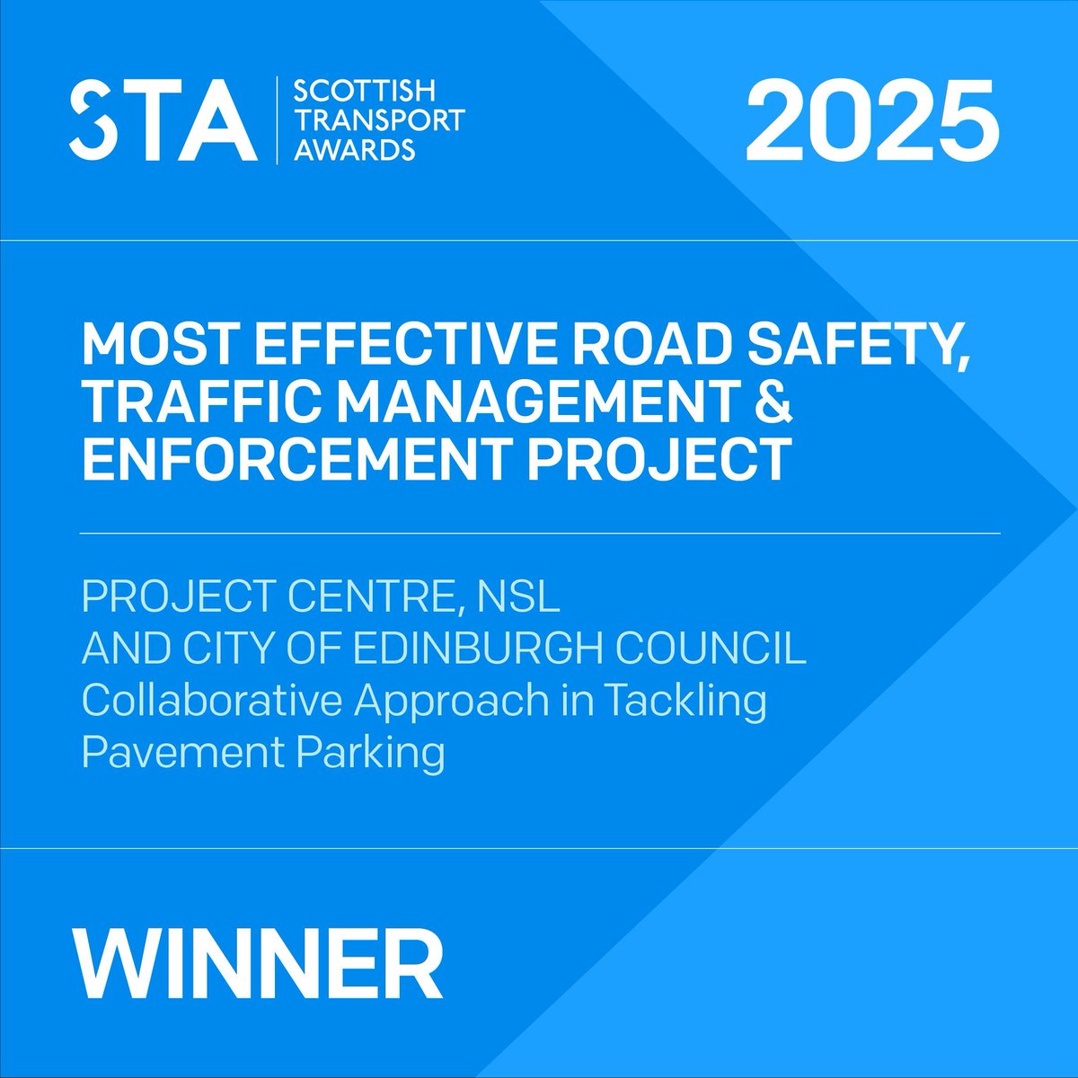 TransportTimes's tweet image. 👏 Congratulations to @ProjectCentreUK, NSL and @Edinburgh_CC — winners of Most Effective Road Safety, Traffic Management &amp;amp; Enforcement Project at the Scottish Transport Awards for their innovative work on tackling pavement parking! #STAS25
