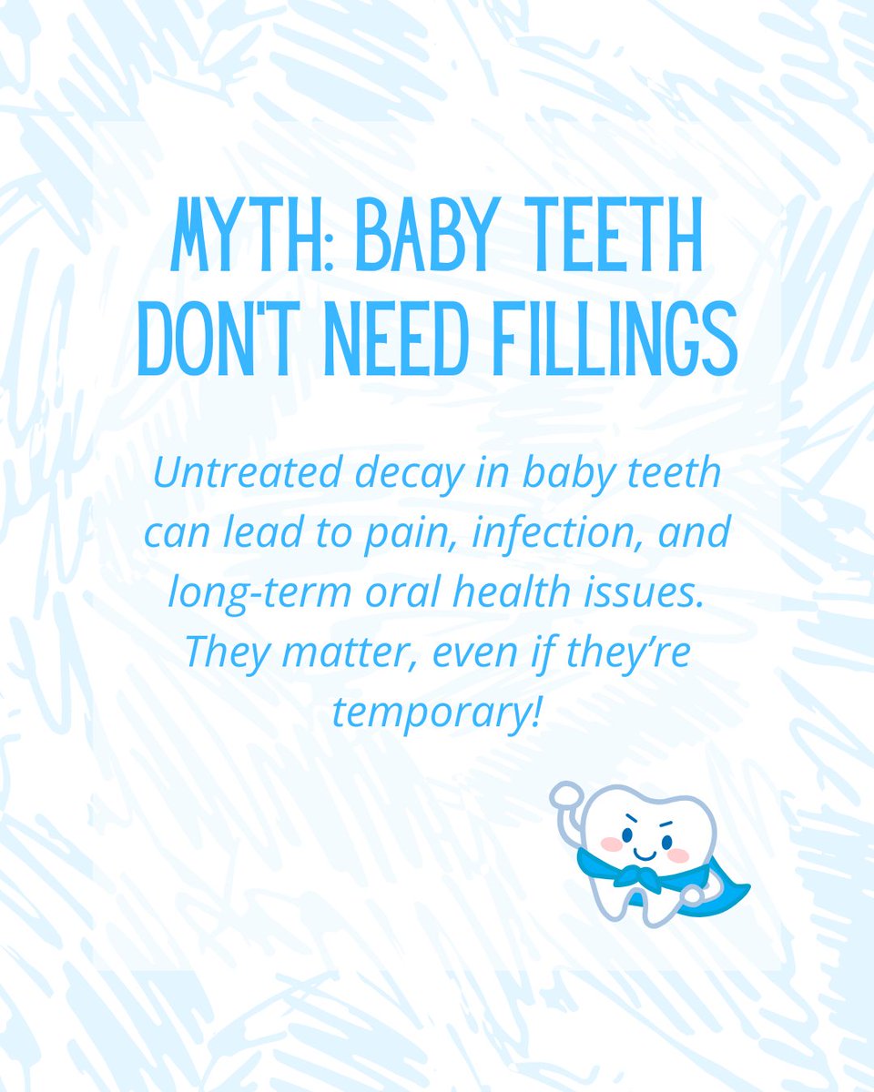bellairesmiles's tweet image. MYTH: Juice is better than soda
MYTH: Brush after eating
MYTH: Baby teeth don’t need fillings

Captain Molar says otherwise 🦷💪

Bust the myths and share this post with your parent group chat!

#PediatricDentist #ToothTips #BellaireTX
