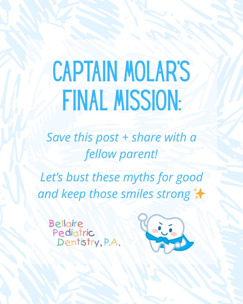 bellairesmiles's tweet image. MYTH: Juice is better than soda
MYTH: Brush after eating
MYTH: Baby teeth don’t need fillings

Captain Molar says otherwise 🦷💪

Bust the myths and share this post with your parent group chat!

#PediatricDentist #ToothTips #BellaireTX