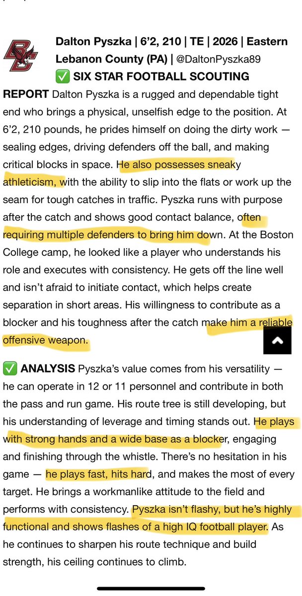 Dalton Pyszka (@daltonpyszka89) on Twitter photo Thank you <a href="/sixstarfootball/">Six Star Football | PLUS+</a> for the post-camp evaluation from <a href="/BCFootball/">Boston College Football</a>. <a href="/johnewetzel/">Coach John Wetzel</a> <a href="/ELCORaiderFB/">Robert Miller</a> Thank you <a href="/sixstarfootball/">Six Star Football | PLUS+</a> for the post-camp evaluation from <a href="/BCFootball/">Boston College Football</a>. <a href="/johnewetzel/">Coach John Wetzel</a> <a href="/ELCORaiderFB/">Robert Miller</a>
