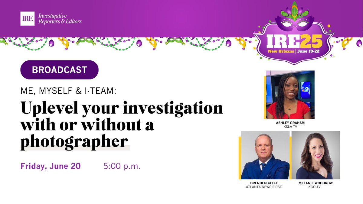 Ashley Graham (@ashleygrahamtv) on Twitter photo You may be doing it alone, but that doesn’t mean your investigations can’t pack a punch. Let us show you how tomorrow! <a href="/BrendanKeefe/">Brendan Keefe - Atlanta News First</a> <a href="/MelanieWoodrow/">Melanie Woodrow</a> <a href="/IRE_NICAR/">Investigative Reporters & Editors</a> #IRE25 You may be doing it alone, but that doesn’t mean your investigations can’t pack a punch. Let us show you how tomorrow! <a href="/BrendanKeefe/">Brendan Keefe - Atlanta News First</a> <a href="/MelanieWoodrow/">Melanie Woodrow</a> <a href="/IRE_NICAR/">Investigative Reporters & Editors</a> #IRE25