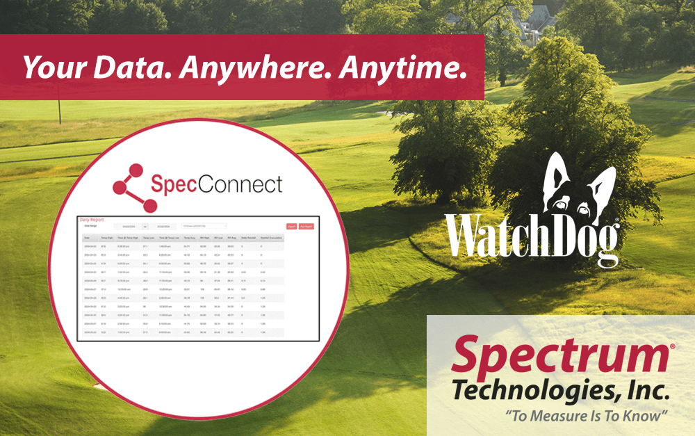Our SpecConnect™ Cloud Solution gives you on-demand access to real-time data from your WatchDog® Station — right from your phone, tablet or PC. View current conditions in the WatchDog® App and create reports that help you manage irrigation decisions.
specmeters.com/3065