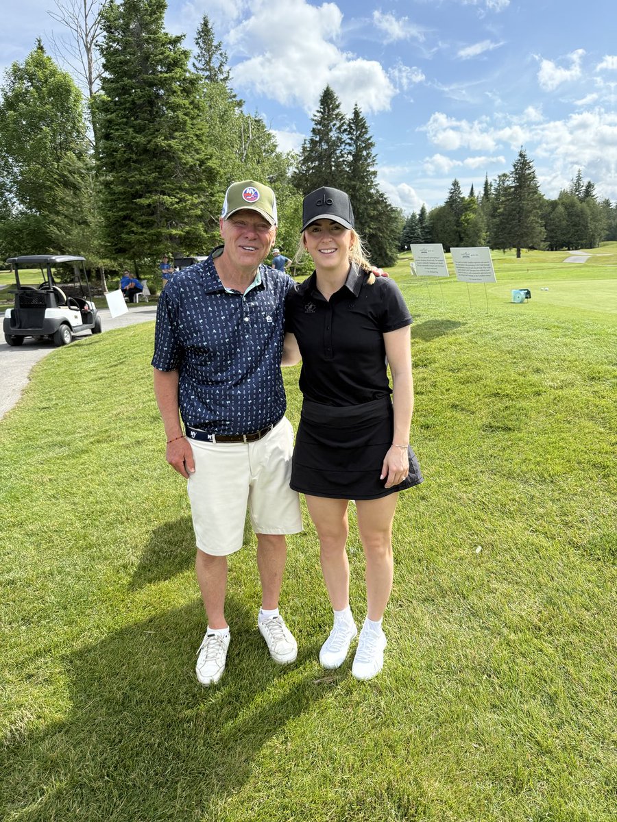 Here in Ottawa playing in a charity golf tournament raising money for the Ottawa hospital                        Rebecca Leslie professional hockey player for the Ottawa Charge giving a helping hand.
   She plays right wing and hope to beat the USA in the next match