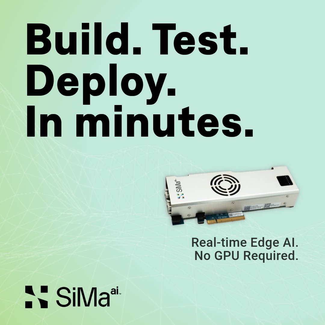 SiMa_Inc's tweet image. The SiMa.ai DevKit gets you up and running fast—with high FPS, low power, and everything you need in the box. No extra components. No cloud dependence. Just real-time edge AI performance, simplified.
Buy the DevKit: devkit.sima.ai/?utm_campaign=…
#EdgeAI #MLDevelopment