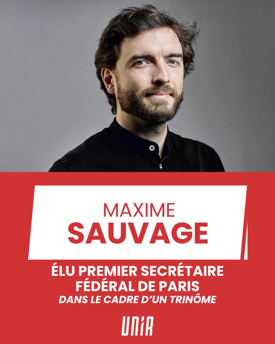 Unir__'s tweet image. 👏 @MxSauvage est élu Premier secrétaire de la Fédération socialiste de Paris dans le cadre d’un trinôme.
Félicitations !