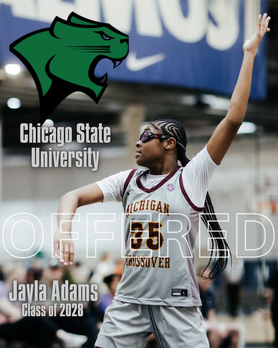 After a great conversation with <a href="/corryne00/">Corry Irvin</a> I’m blessed to receive my first offer from <a href="/ChiStateWBB/">Chicago State University Women's Basketball</a>!👏🏽 <a href="/MICROSSOVER/">Michigan Crossover</a> <a href="/LadyPhoenixBB/">LadyPhoenixBBall</a>