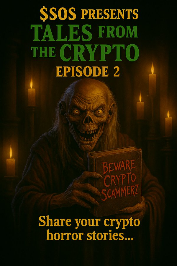 save_our_sol's tweet photo. @cryptojohneth1 FRIDAY, 6/20/2025 @ 5:30 CST 🔥$SOS presents Tales From the Crypto: Episode 2- we're diving deeper into the abyss. 📷 Got rugged? Sniped? Betrayed by your “dev”? Bring the chaos. Share your horror story LIVE and help others dodge the bloodbath. https://t.co/Jtsqf7S2fj