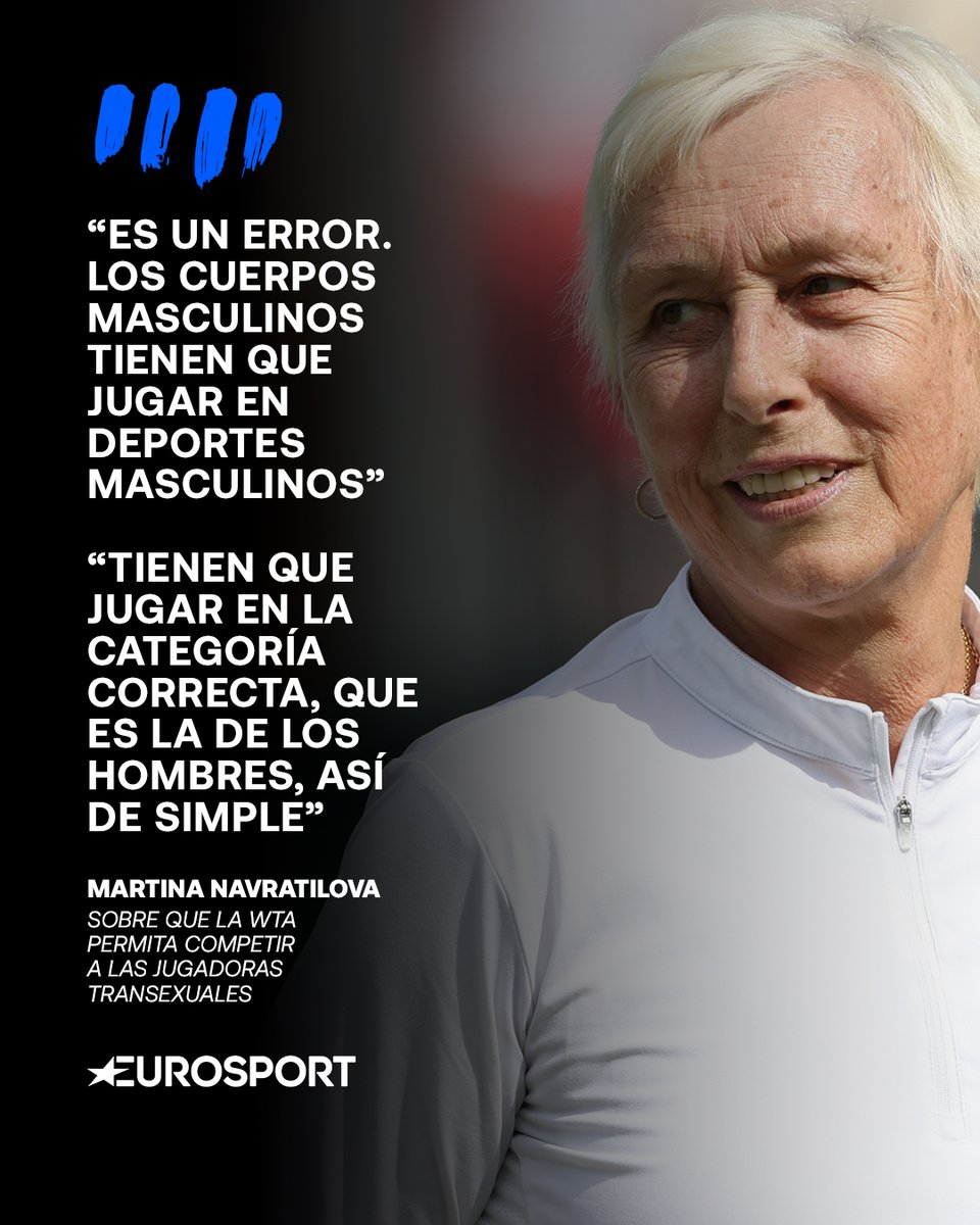 🗣️ Martina Navratilova se posiciona en el debate sobre la participación de jugadoras transexuales en el tenis:

"No puedes competir con eso. Es una gran ventaja"

"Incluir cuerpos masculinos en torneos femeninos implica que una mujer se quede fuera del torneo para que juegue un