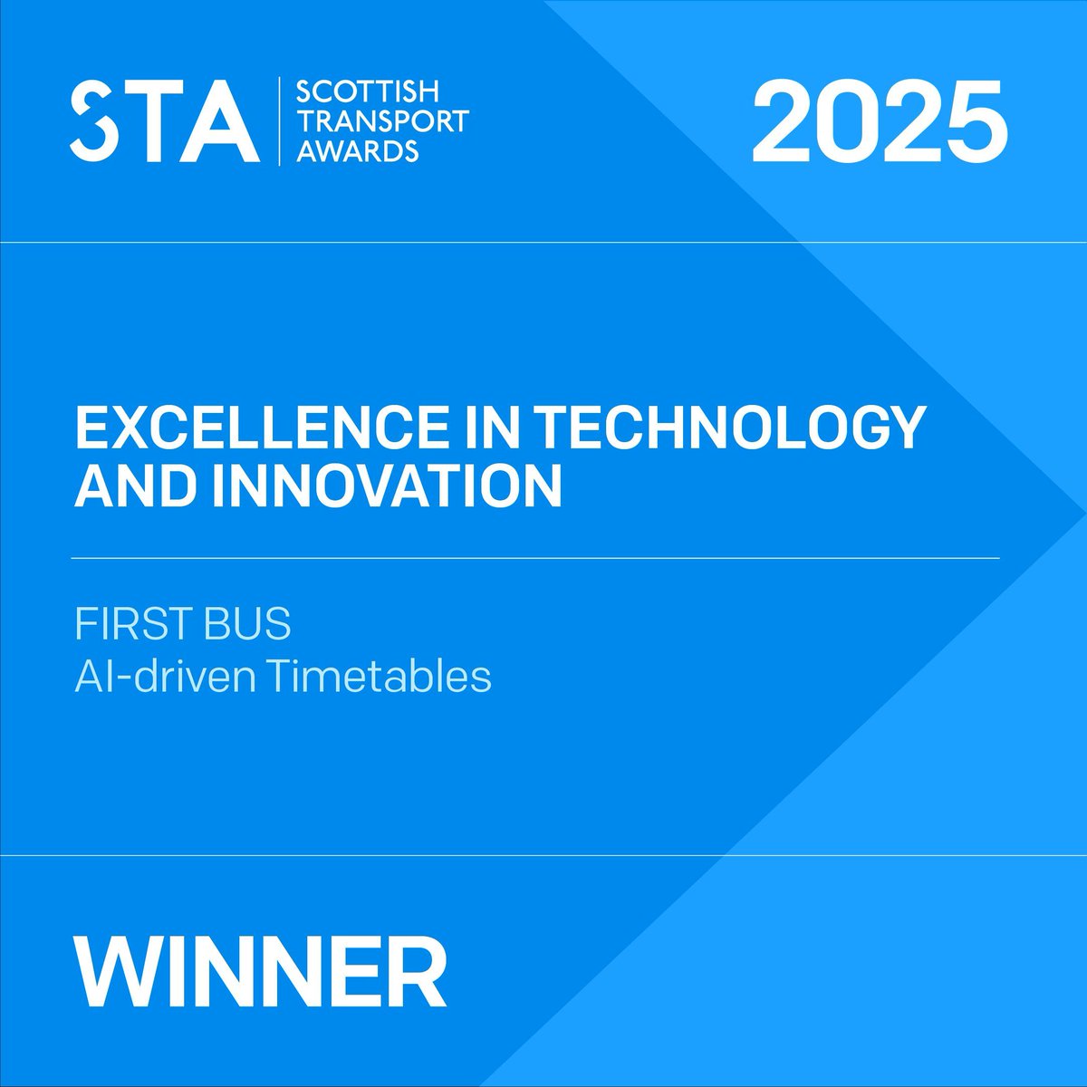TransportTimes's tweet image. 🏆 Excellence in Technology and Innovation at the Scottish Transport Awards goes to @FirstBusUK for their groundbreaking AI-driven timetables 🚌 A brilliant example of data-led innovation delivering smarter, more responsive public transport.
#TransportTech #Innovation #STAs25
