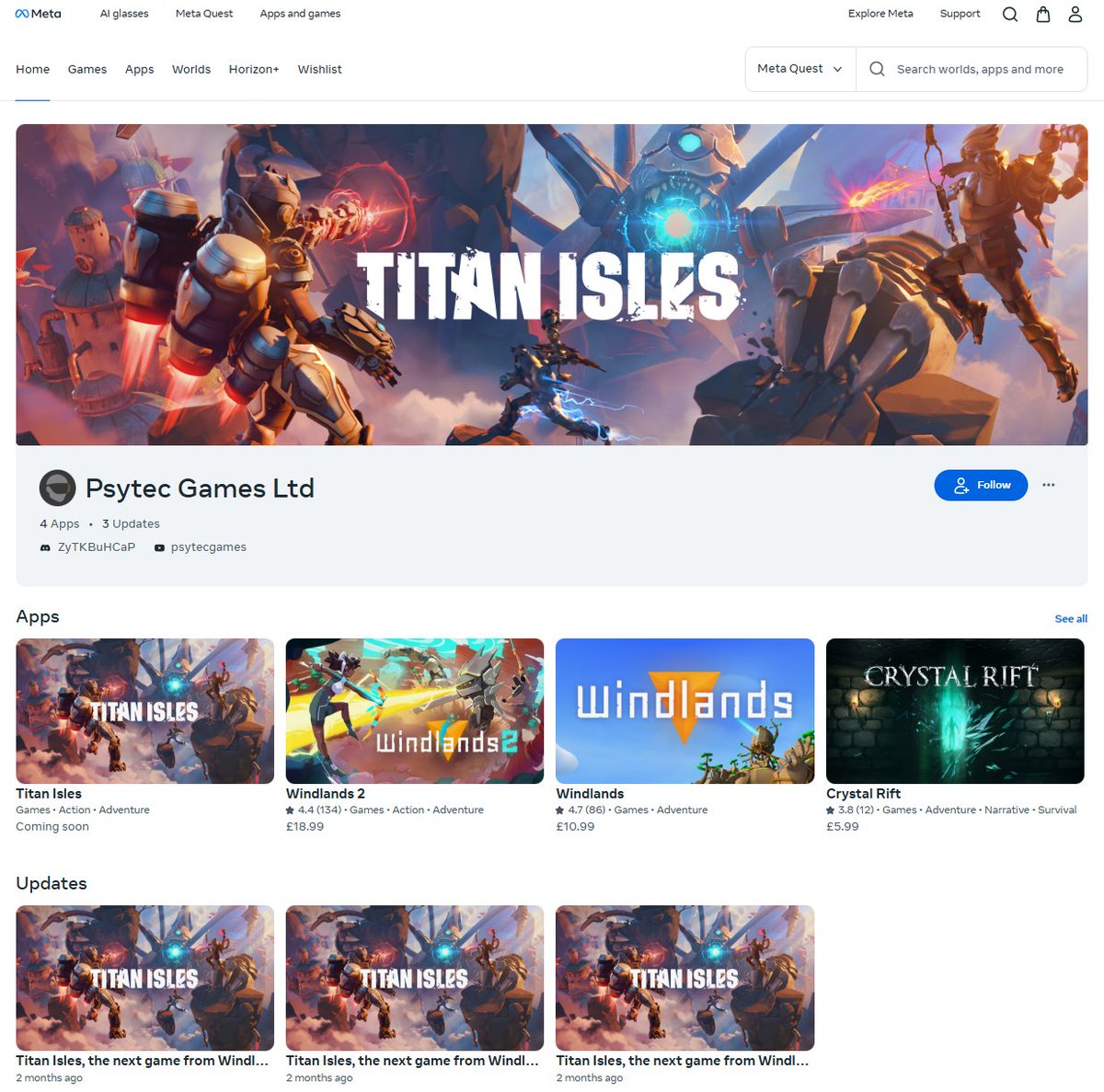 Meta Quest players can now visit our profile page on the Meta Horizon Store!

This is a one-stop page to see all of our released and upcoming titles, alongside update posts we'll be updating whenever we have news to share!

meta.com/experiences/pr…