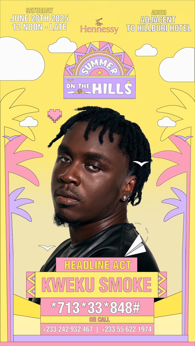 handlerdirected's tweet image. #SummerOnTheHills 

🌞 Summer on the Hill 2025! 🎉 
📍 In the heart of the Aburi Mountains
📅 Saturday, 28th June

Get ready for an unforgettable day of fun, music, games, and adventure at one of Ghana’s most scenic spots!

🎊 Key Sponsor: @pizzamanchickenman 🍕