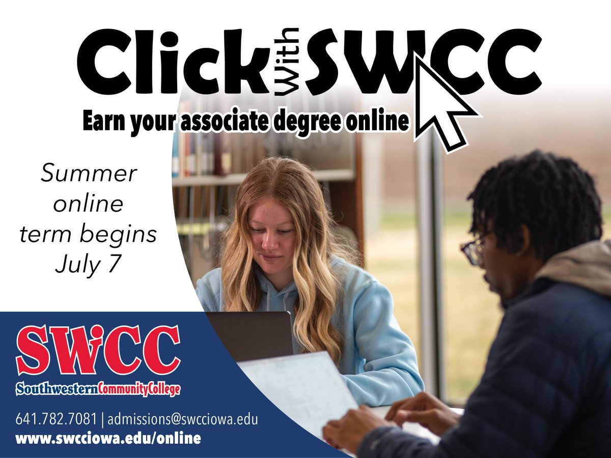 There's still time to register for summer online 4-week courses that begin July 7! For more information, visit swcciowa.edu/online or contact admissions.