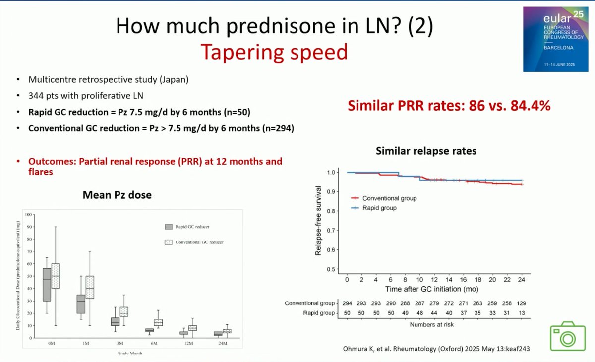 lupus_hub's tweet image. CONGRESS | #EULAR2025 | PLENARY SESSION
Antonis Fanouriakis, National and Kapodistrian University of Athens, highlighted recent advances in #lupus nephritis during his plenary session on #SLE.
· Higher initial GC dose was associated with better renal outcomes but also increased…