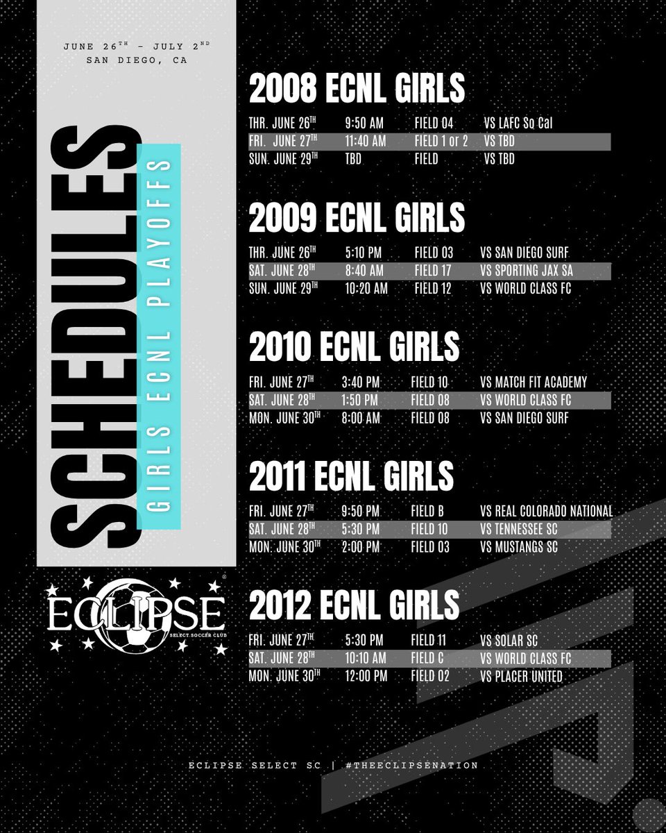 𝑻𝒉𝒆 𝒄𝒐𝒖𝒏𝒕𝒅𝒐𝒘𝒏 𝒊𝒔 𝒐𝒏…
<a href="/TheECNL/">The ECNL</a> <a href="/ECNLgirls/">ECNL Girls</a> <a href="/ECNLboys/">ECNL Boys</a> 
#ECNL #playoffs