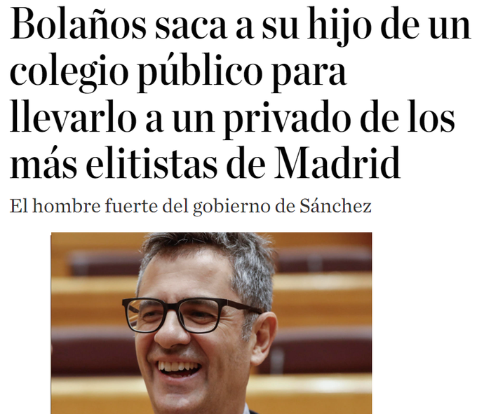 Otro socialista gran defensor de la escuela pública, pero solo para los hijos de los demás.

Para el suyo, uno de los colegios privados más elitistas de Madrid, a 6.610 euros por plaza y 8.000 euros en bachillerato.

Esta es su "igualdad".