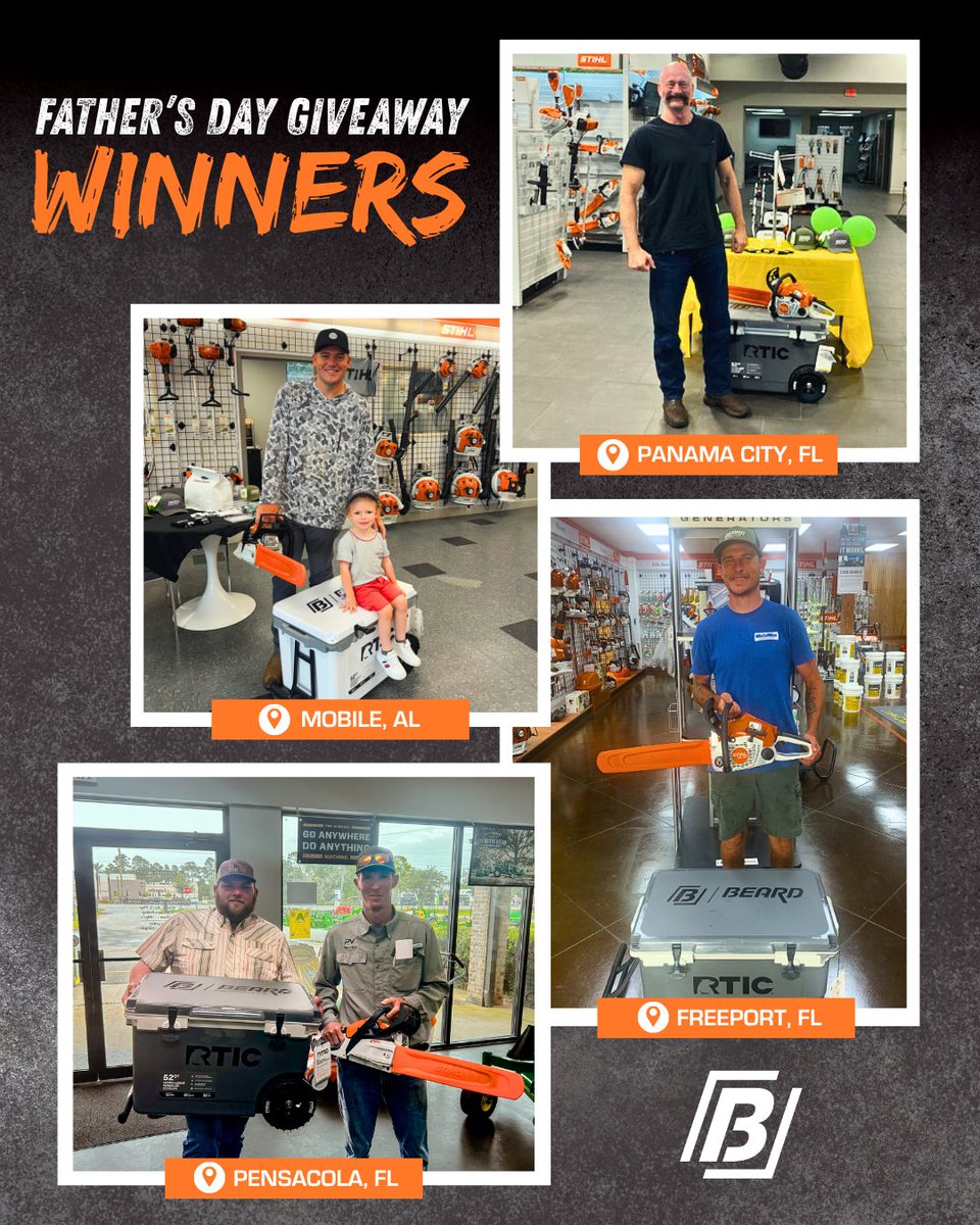 Congratulations to our Father's Day Giveaway winners! We hope you enjoy your RTIC coolers and STIHL chainsaws this summer. Thank you to everyone who visited us in-store during our Father's Day appreciation event and for supporting Beard Equipment Company!