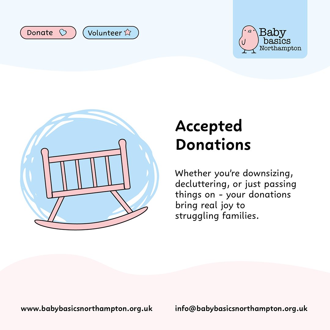 BabyBasicsNN's tweet image. 🎀 Whether you’re downsizing, decluttering, or just passing things on—your donations bring real joy to struggling families. 

Check out our full list of accepted items: babybasicsnorthampton.org.uk/accepted-donat… 

#DeclutterForGood #ReuseToSupport