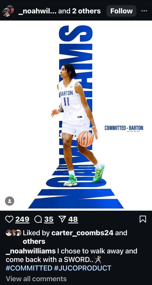 BartonHoops's tweet image. Welcome 6’8 wing…Noah Williams to the HILL!!! #RollCougs #GoBarton