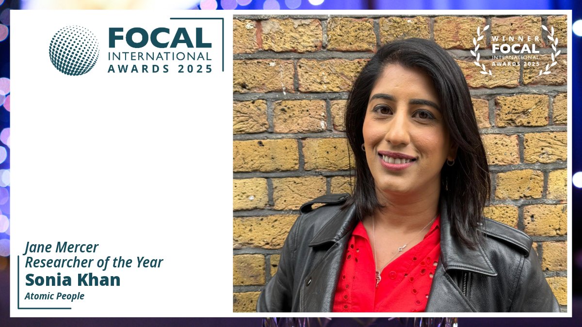 FOCALint's tweet image. Congratulations to the winner of the Jane Mercer Researcher of the Year award!
🏆 Sonia Khan 🏆
Atomic People
#FOCALAwards2025