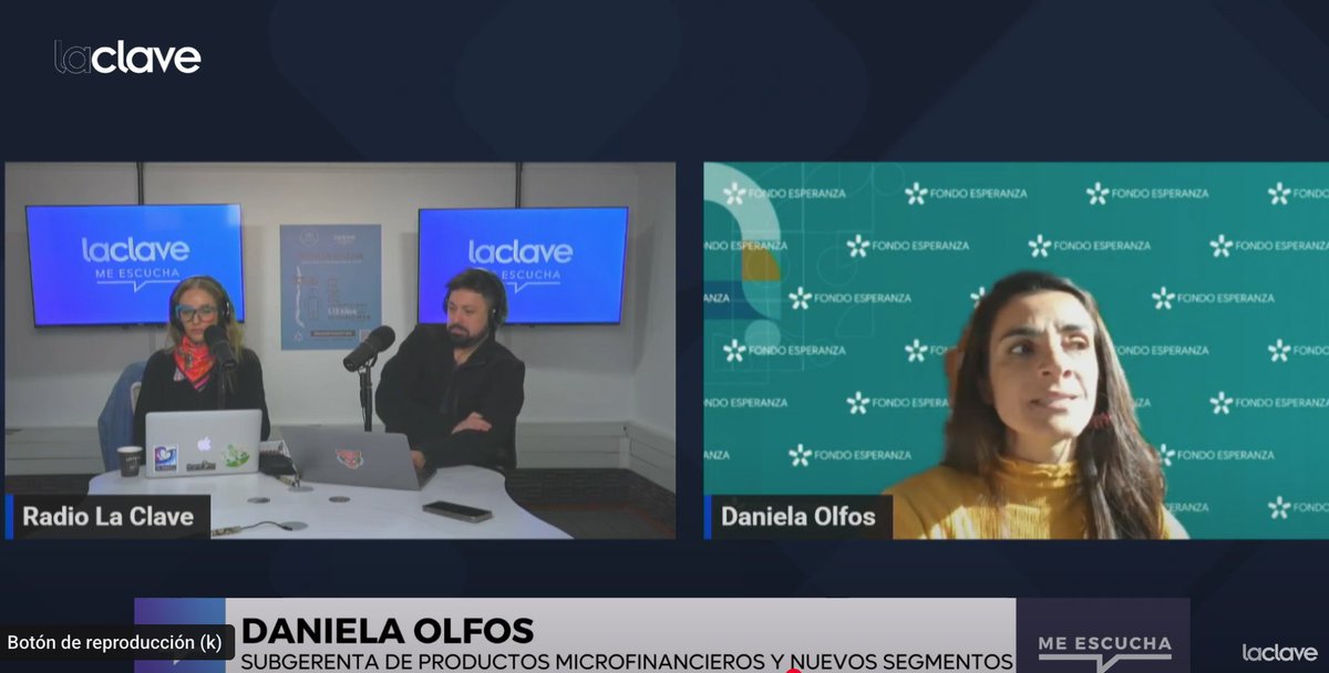 FondoEsperanza's tweet photo. Daniela Olfos en #EmprenderEsClave conversó con Sergio Alarcón y @majosegarcia sobre el seguro Seguro+Protegida, que ofrecemos en Fondo Esperanza a nuestras socias, socios y sus cargas familiares.
🎙️https://t.co/qOA8s2m6yK https://t.co/Eu2xCsrS0j