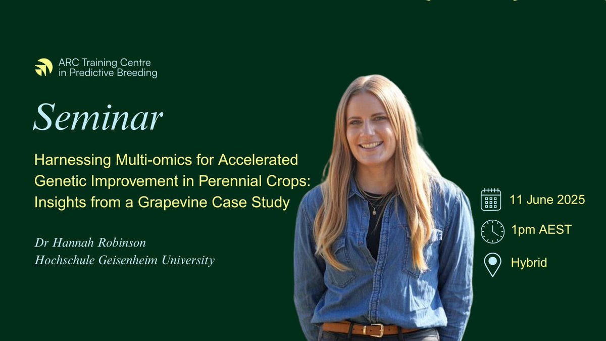 🍇 Last week we had the pleasure of hosting Dr Hannah Robinson, our Deputy Director for Training and Development, who presented her cutting-edge work on harnessing multi-omics for genetic improvement in grapevine.

📽️ Missed the seminar? The full recording is now available: