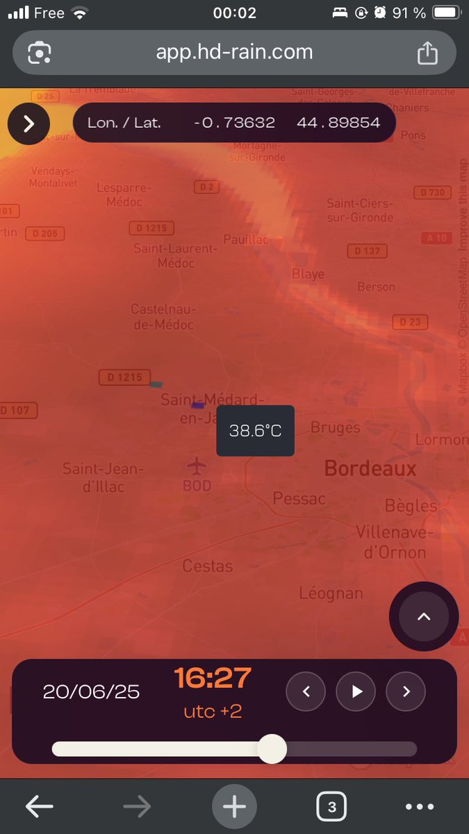 Demain à Bordeaux : 38.6°C 
Le 20 juin 
Tout va bien