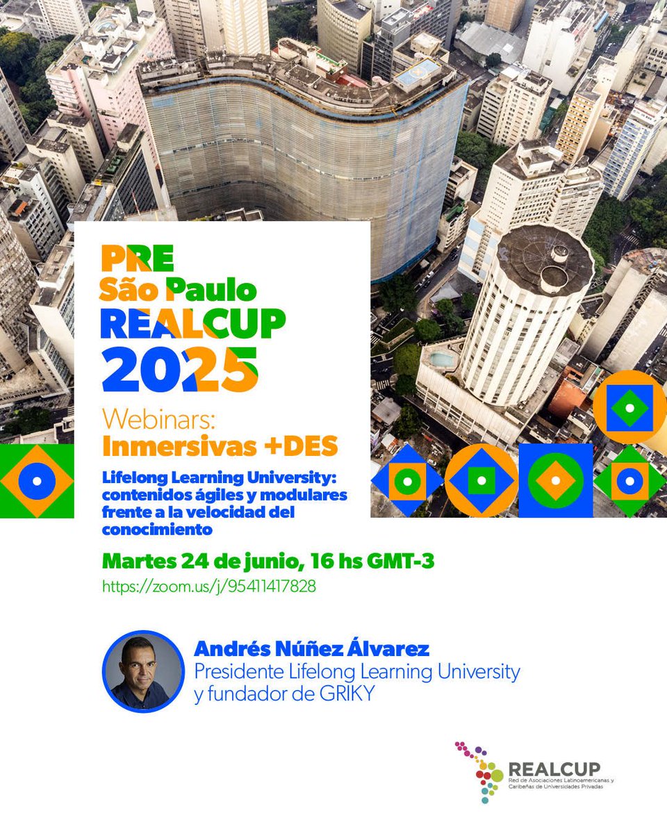 Presentamos el tercer webinar: Inmersivas +DES. “Lifelong Learning University: contenidos ágiles y modulares frente a la velocidad del conocimiento.” <a href="/andresnunez/">Andrés Núñez Álvarez</a>, fundador de <a href="/griky_co/">Griky</a>. 

Acceso libre y gratuito. Martes 24 de junio (16 hs GMT-3) zoom.us/j/95411417828