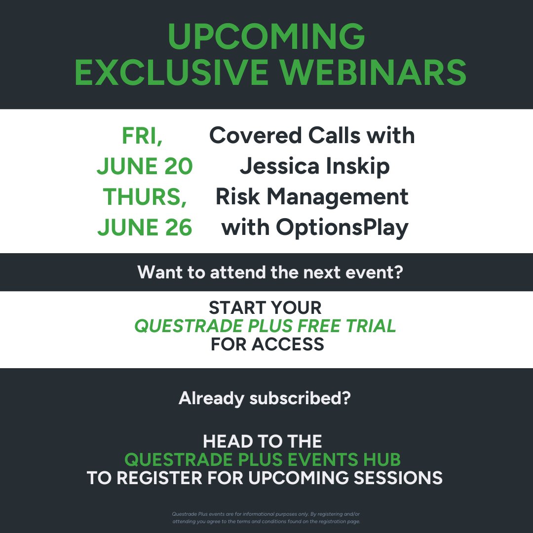 Questrade (@questrade) on Twitter photo Learn from industry experts in our upcoming exclusive webinars! This week, weāve got <a href="/JessInskip_/">Jessica Inskip</a> joining us to teach you about covered calls, and next week weāve got Tony Zhang from <a href="/OptionsPlay/">OptionsPlay</a> returning to discuss risk management.
Start your Questrade Plus free trial, or Learn from industry experts in our upcoming exclusive webinars! This week, weāve got <a href="/JessInskip_/">Jessica Inskip</a> joining us to teach you about covered calls, and next week weāve got Tony Zhang from <a href="/OptionsPlay/">OptionsPlay</a> returning to discuss risk management.
Start your Questrade Plus free trial, or