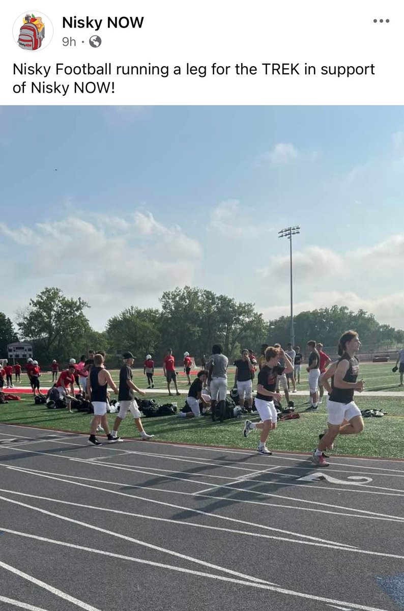 NiskyFB's tweet image. Football players running a mile for Nisky Trek to raise awareness for Nisky NOW!