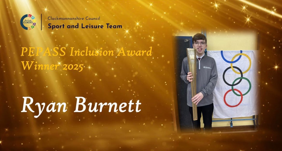 AlloaEASN's tweet image. Tonight we attended the PEPASS Celebrations at Alloa Town Hall. Huge congratulations to Ryan Burnett, winner of the PEPASS Inclusion Award 2025. 
We are so proud of everything Ryan has achieved – he’s an inspiration! @AlloaAcademy @ActiveClacks @CL_sport_  #Inclusion #ProudMoment