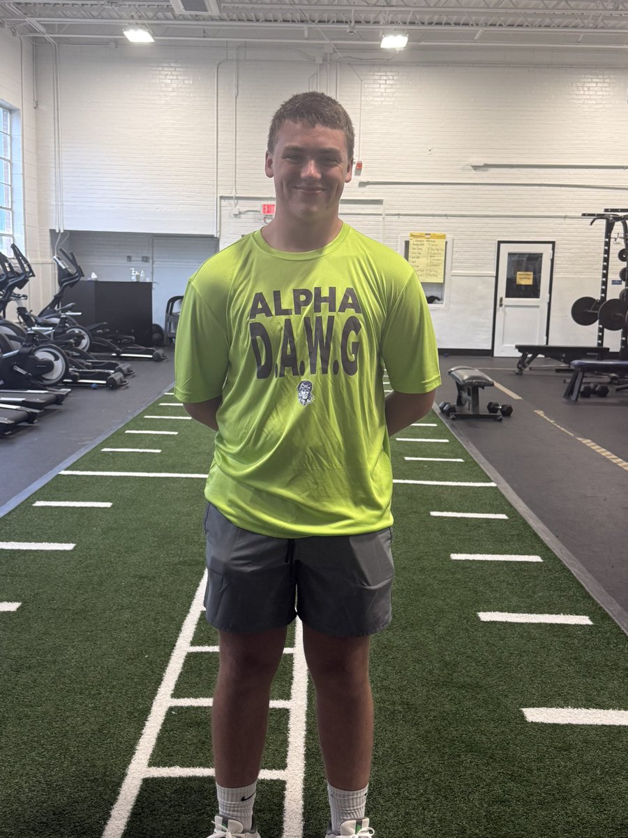 This years ALPHA DAWG! Rising SO Kingston Wynham made 100% of his lifts, 100% of spring practice and his Max”s went up by 30%! Way to go young man!