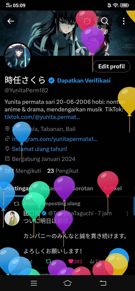 Yunitasari233's tweet image. 20.06.2006 ➡️ 20.06.2025
It’s my 19th birthday! 🥳💜
Another year older, wiser, and definitely cooler 😎🎉
#ThisIs19 #BirthdayGirl
🎂 Lv. 19 Unlocked!
これからの旅も、きっと素敵になると信じてる。✨
(Perjalanan selanjutnya, aku percaya akan tetap indah.)
#AnimeSoul #誕生日