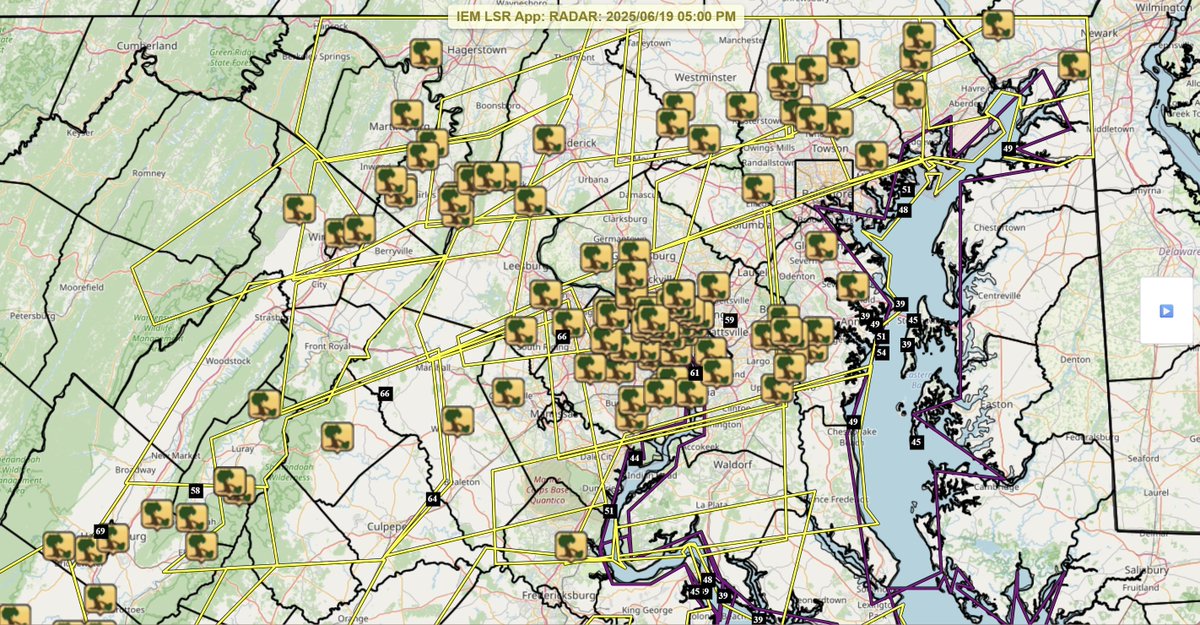 A look at reports across the area shows widespread downed trees, branches, and wires. This also includes a six-story building under construction that collapsed near the intersection of 19th Street NE and H Street NE in DC.

Power outages in both VA/MD are approaching 350K.
