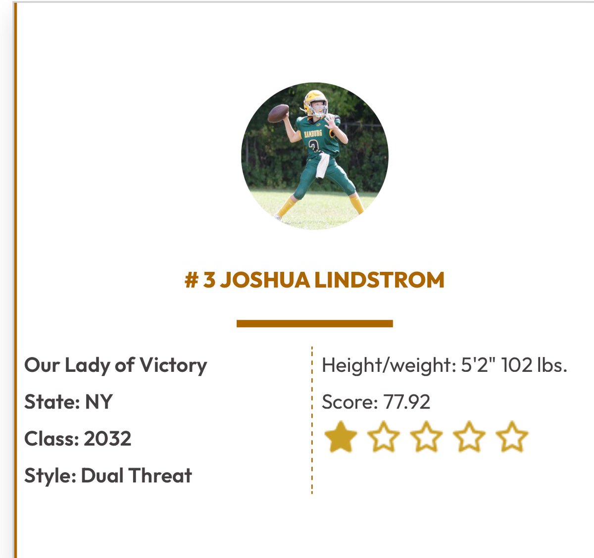 Joshua_QB's tweet image. #AGTG Blessed to be ranked the #1 QB in NYS and the #3 QB in the class of 2032 from @QBHitList. @wny_football @Paulwoods2 @Pontifex @Nate_Lindstrom9
