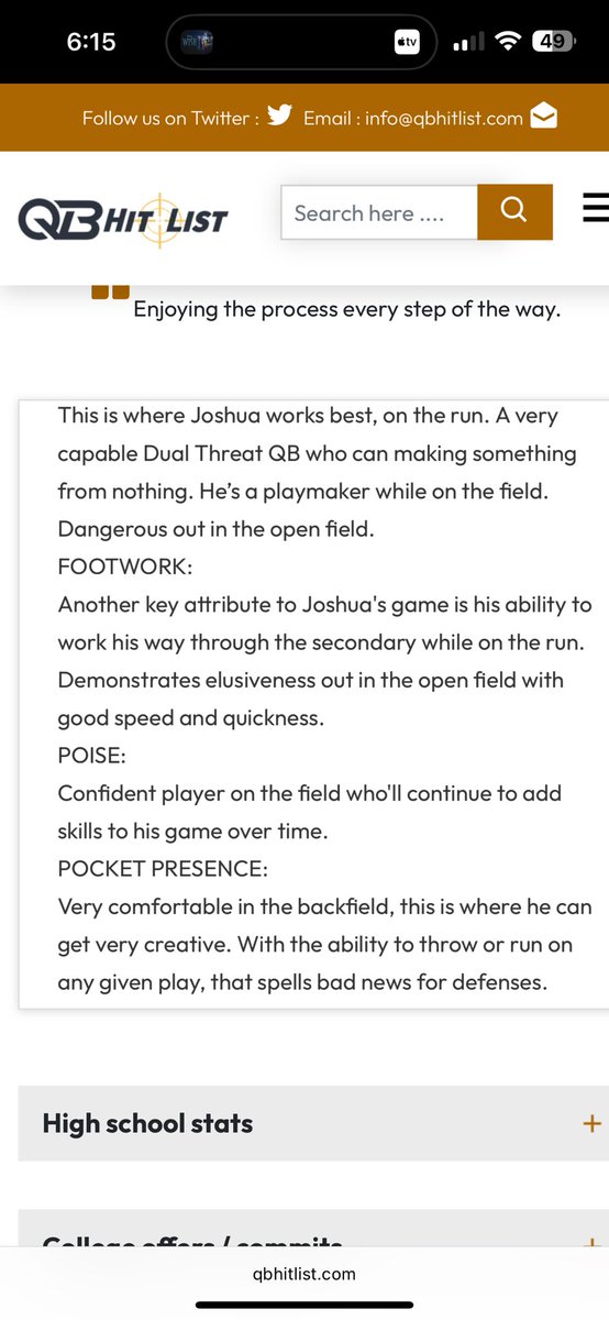 Joshua_QB's tweet image. #AGTG Blessed to be ranked the #1 QB in NYS and the #3 QB in the class of 2032 from @QBHitList. @wny_football @Paulwoods2 @Pontifex @Nate_Lindstrom9