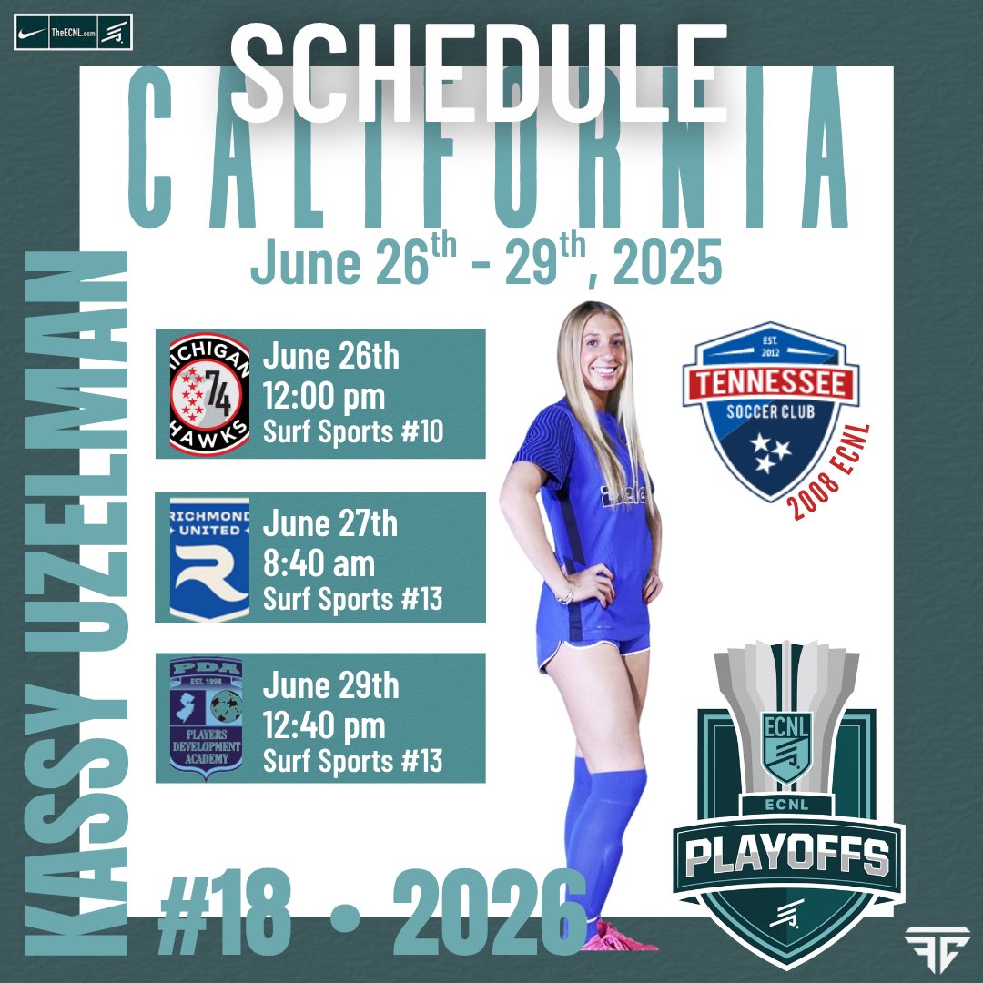 Kassy Uzelman: NCAA ID 2403230492 (@kassy_uzelman) on Twitter photo 1️⃣WEEK AWAY⤵️🌴🌊☀️
<a href="/ECNLOhioValley/">ECNL Ohio Valley Conference</a> <a href="/TNSoccerClub/">Tennessee Soccer Club</a>
<a href="/TSC08GECNL/">TSC 08 Girls ECNL</a> <a href="/TopDrawerSoccer/">TopDrawerSoccer</a>
@theECNL @ecnlgirls
@prepsoccer
<a href="/TheSoccerWire/">SoccerWire</a> <a href="/ImYouthSoccer/">ECNL/GA/Recruiting/College Soccer</a>
<a href="/ImCollegeSoccer/">College Soccer Truth ™</a>
<a href="/USYNT/">U.S. Soccer YNT</a> <a href="/TSCECNL/">Tennessee Soccer Club ECNL</a>
<a href="/travismclark/">Travis Clark</a> <a href="/JREskilson/">J.R. Eskilson</a>
<a href="/NashvillePreps/">TN Prep Sports</a> #ECNLGIRLS
#ECNL #ecnlplayoffs
#leadersplayhere 1️⃣WEEK AWAY⤵️🌴🌊☀️
<a href="/ECNLOhioValley/">ECNL Ohio Valley Conference</a> <a href="/TNSoccerClub/">Tennessee Soccer Club</a>
<a href="/TSC08GECNL/">TSC 08 Girls ECNL</a> <a href="/TopDrawerSoccer/">TopDrawerSoccer</a>
@theECNL @ecnlgirls
@prepsoccer
<a href="/TheSoccerWire/">SoccerWire</a> <a href="/ImYouthSoccer/">ECNL/GA/Recruiting/College Soccer</a>
<a href="/ImCollegeSoccer/">College Soccer Truth ™</a>
<a href="/USYNT/">U.S. Soccer YNT</a> <a href="/TSCECNL/">Tennessee Soccer Club ECNL</a>
<a href="/travismclark/">Travis Clark</a> <a href="/JREskilson/">J.R. Eskilson</a>
<a href="/NashvillePreps/">TN Prep Sports</a> #ECNLGIRLS
#ECNL #ecnlplayoffs
#leadersplayhere