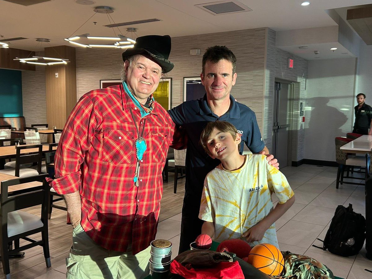 Qualifs done at #PikesPeak. Fastest time of our class, second overall. We have improved our time from last year but still some work to do on the car as we have a great potential. My son Gabin is here with me for the first time. That's nice. And Arsène, our magic guy, is here too!