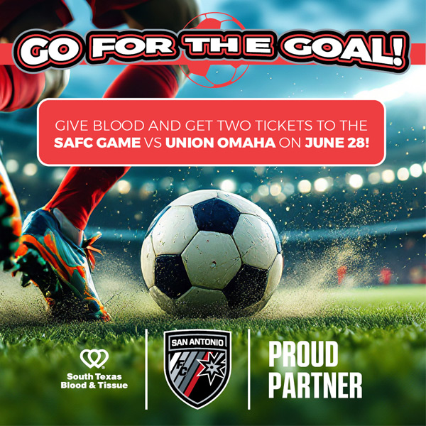 South Texas Blood & Tissue (@southtexasblood) on Twitter photo Score a lifesaving goal when you #DonateBlood at <a href="/SoccerFactoryTX/">The Soccer Factory</a>! ⚽🩸
Join us June 21 and be a champion for those in need. Donors will receive two tickets to the @SAFC game vs Union Omaha on June 28.
Schedule your winning play 👉 donor.southtexasblood.org/donor/schedule…
#YouGiveTheyLive Score a lifesaving goal when you #DonateBlood at <a href="/SoccerFactoryTX/">The Soccer Factory</a>! ⚽🩸
Join us June 21 and be a champion for those in need. Donors will receive two tickets to the @SAFC game vs Union Omaha on June 28.
Schedule your winning play 👉 donor.southtexasblood.org/donor/schedule…
#YouGiveTheyLive